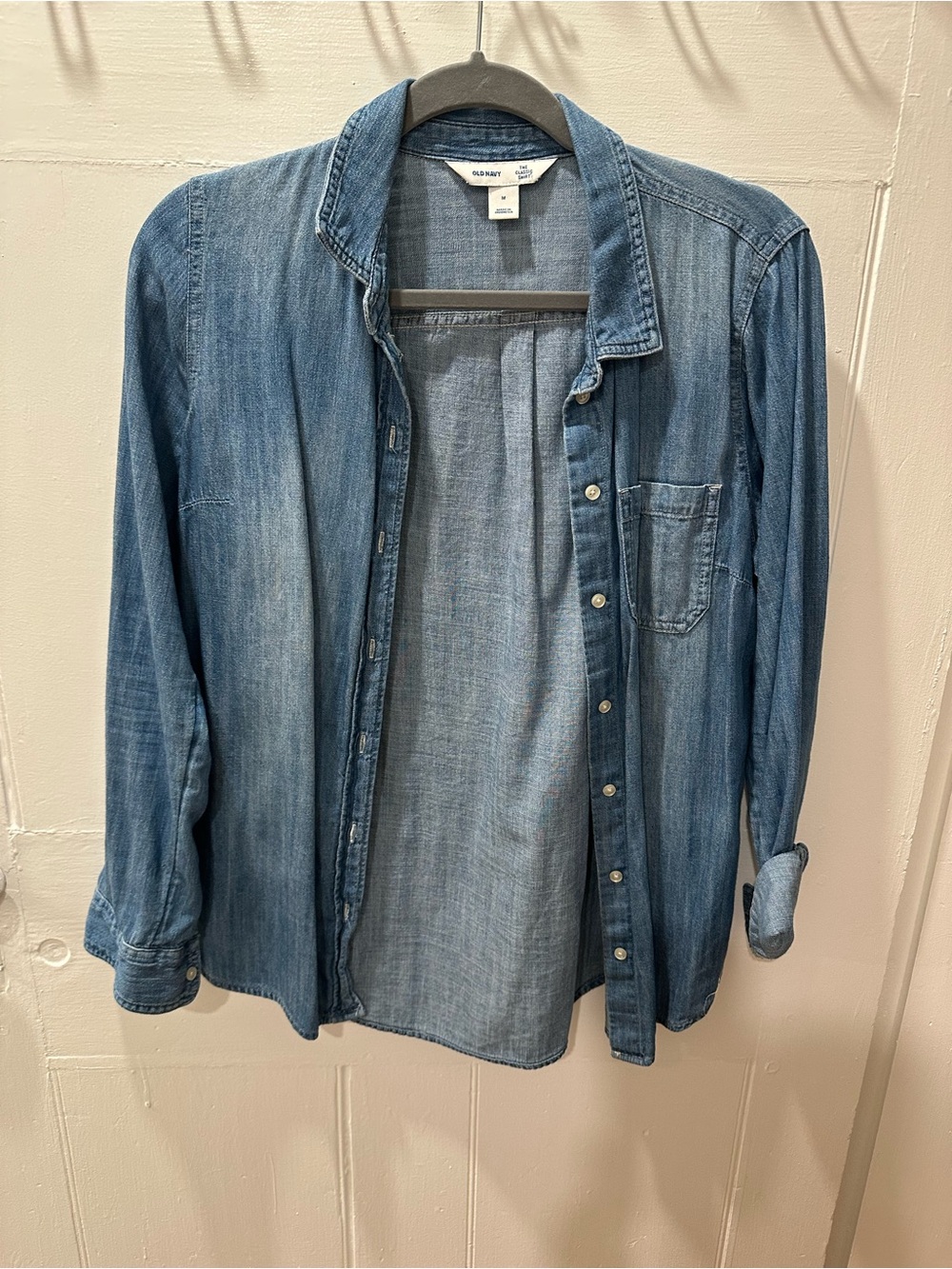 Denim Button-Up Shirt Jacket - Blue